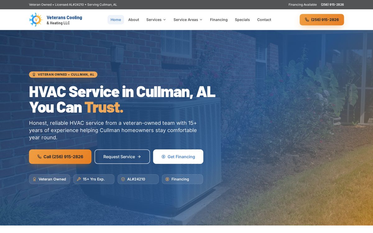 Veterans Cooling website screenshot