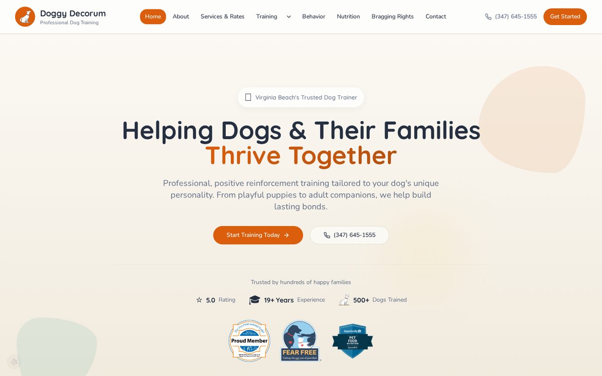 Doggy Decorum website screenshot