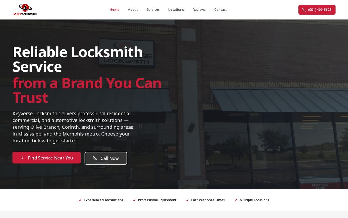 KeyVerse Locksmith website screenshot