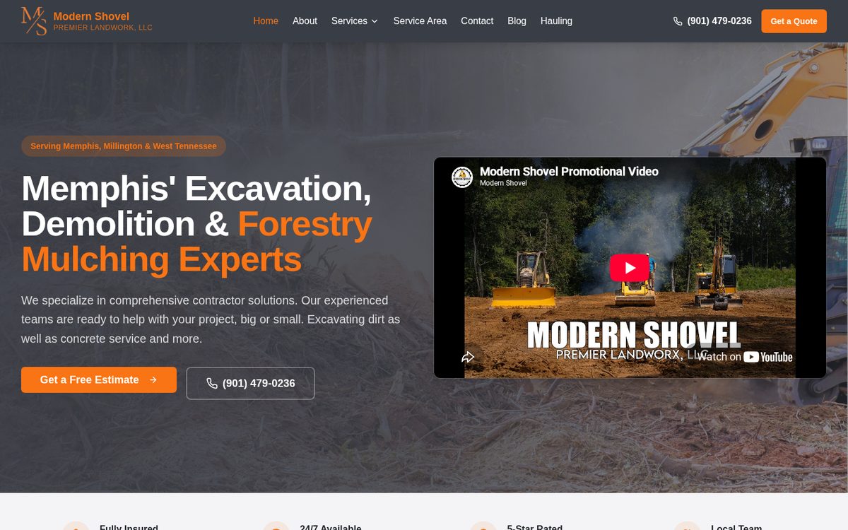 Modern Shovel website screenshot